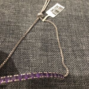 Lab created amethyst Stainless steel bracelet.